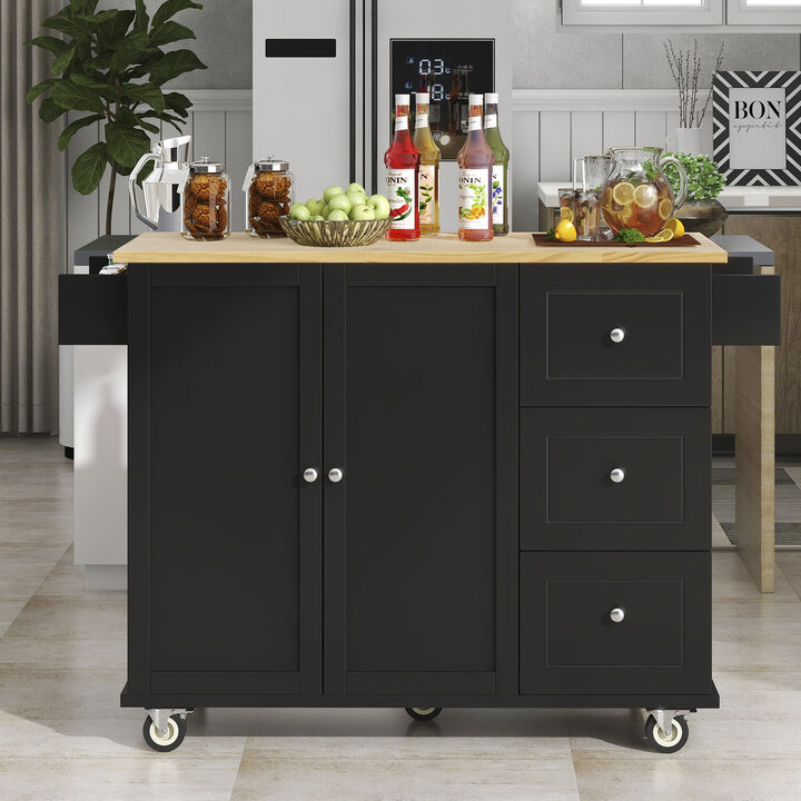 Streamdale Mobile Kitchen Island w/ Wood Top & Wheels