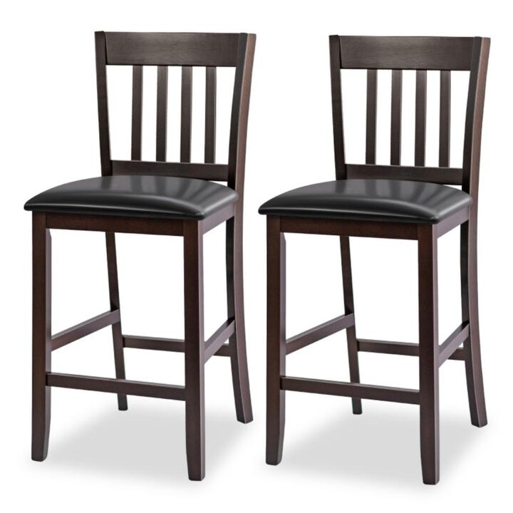Hivvago 25 Inches Set of 2 Bar Stools with Rubber Wood Legs