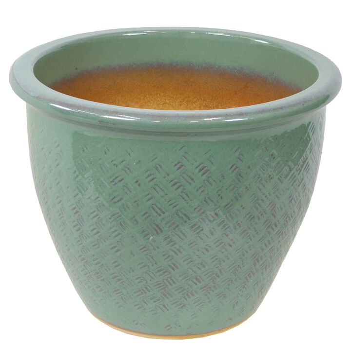 Sunnydaze 15 in Villa High-Fired Glazed Ceramic Planter