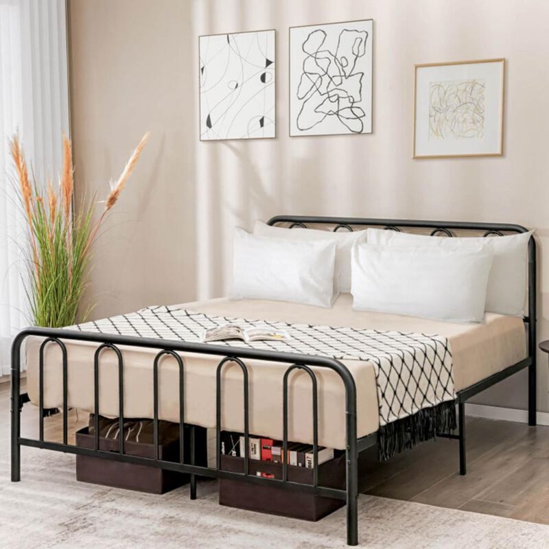 Hivvago Metal Bed Frame with Headboard and Footboard