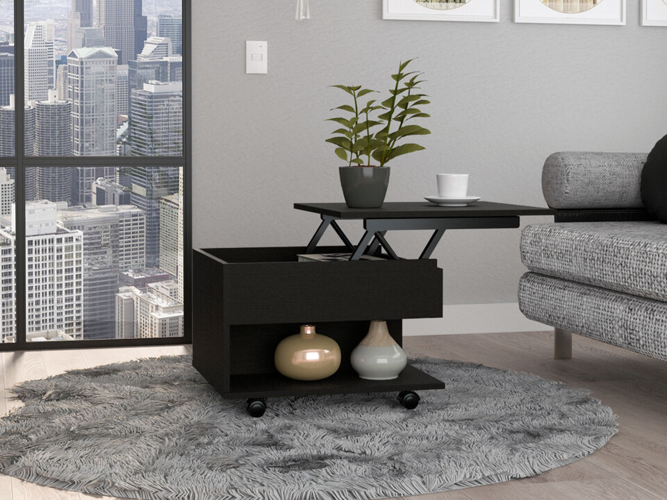 Peterson 1-Drawer 1-Shelf Lift Top Coffee Table Wengue