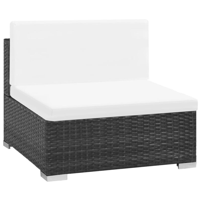 vidaXL 6 Piece Garden Lounge Set with Cushions Poly Rattan Black