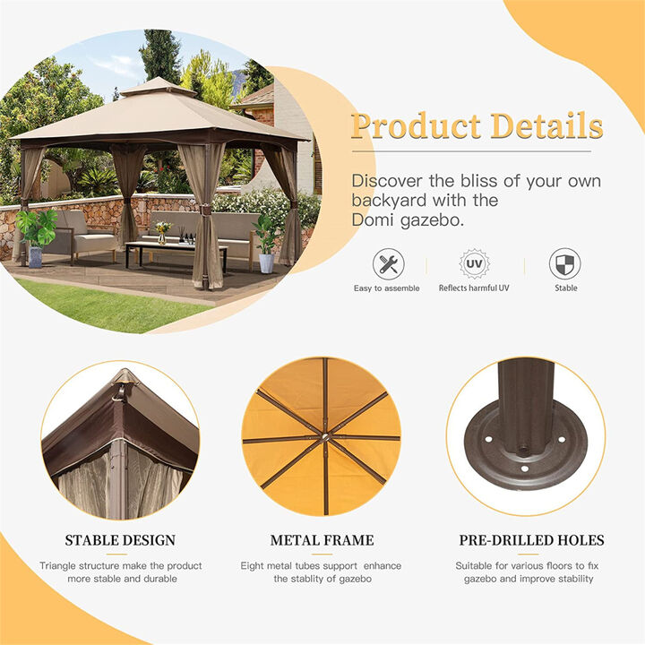 10'x13' Outdoor Gazebo with Mosquito Netting