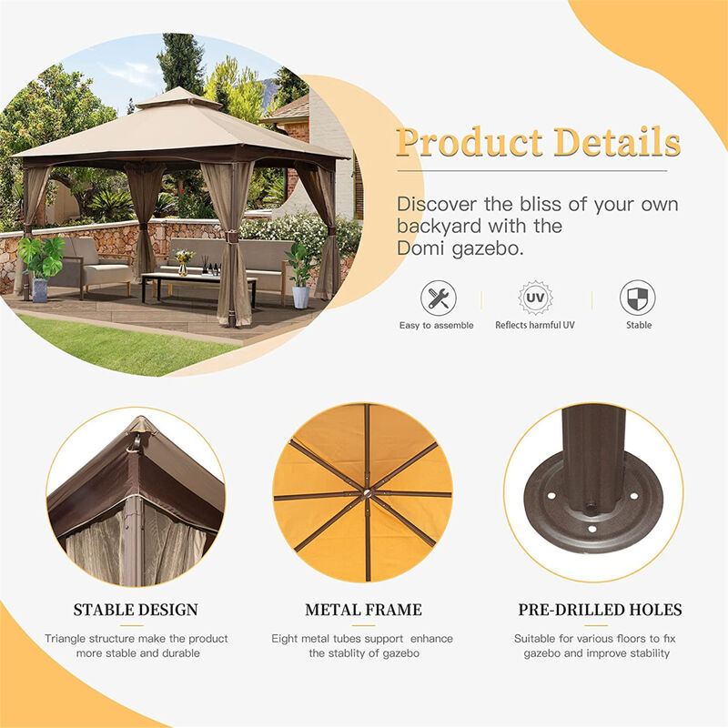 10'x13' Outdoor Gazebo with Mosquito Netting
