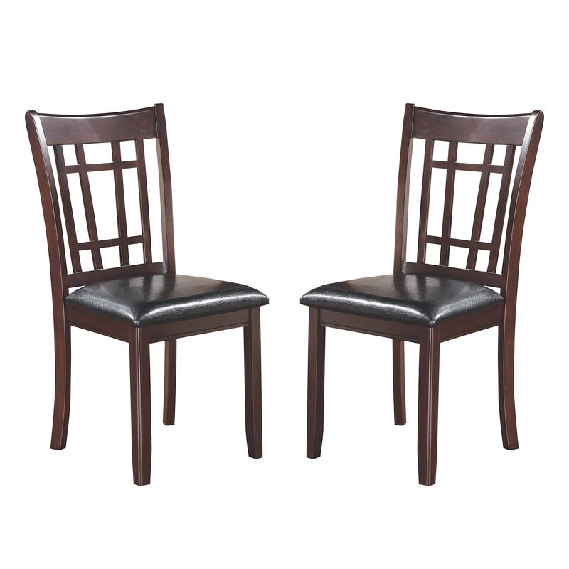 Contemporary Armless Dining Side Chair, Espresso Brown & Black, Set of 2-Benzara