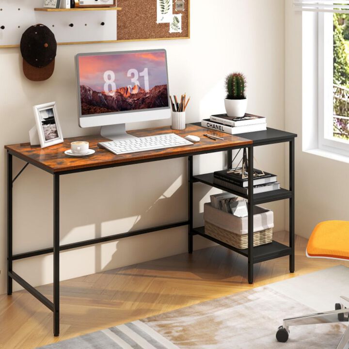 Hivvago 55" Modern Industrial Style Study Writing Desk with 2 Storage Shelves