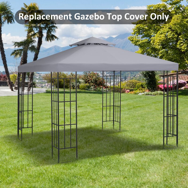 Light Grey Gazebo Top: 10'x10' 2-Tier Canopy Replacement Cover