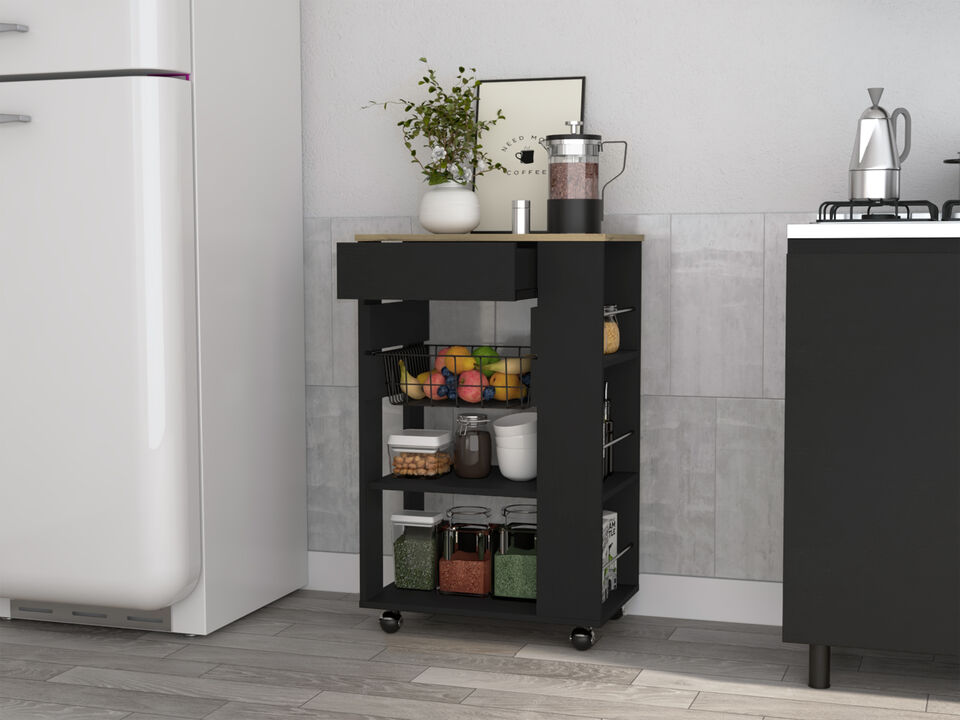 Streamdale Prospect 5-Shelf 1-Drawer Kitchen Cart Wengue And Light Oak