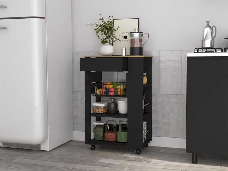 Streamdale Prospect 5-Shelf 1-Drawer Kitchen Cart Wengue And Light Oak