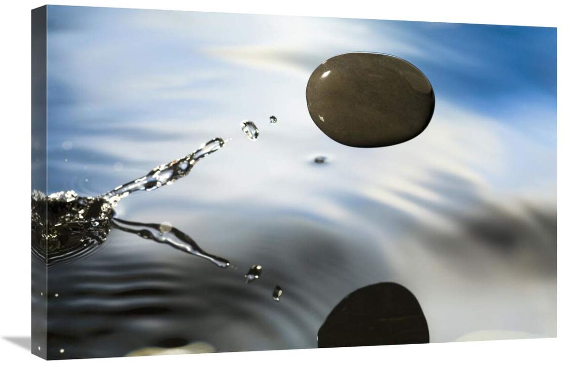A rock skipping across the waters surface-Canvas Art-30x20