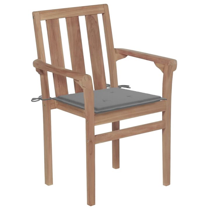 vidaXL Stackable Garden Chairs with Cushions 6 pcs Solid Teak Wood