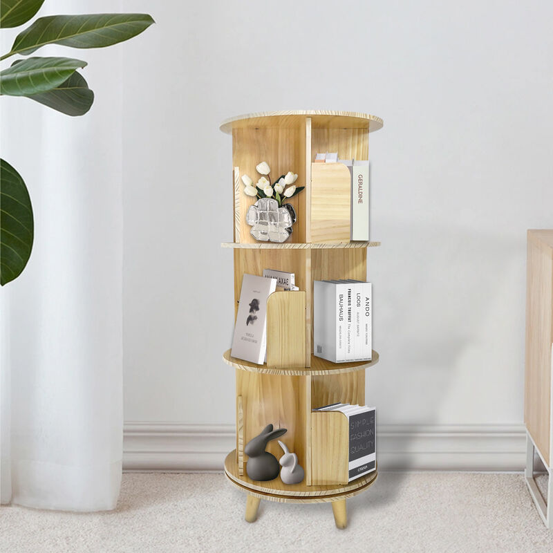 3-Layer Rotating Bookcase 360° Rotating Display Rack for Books and Decorative Items