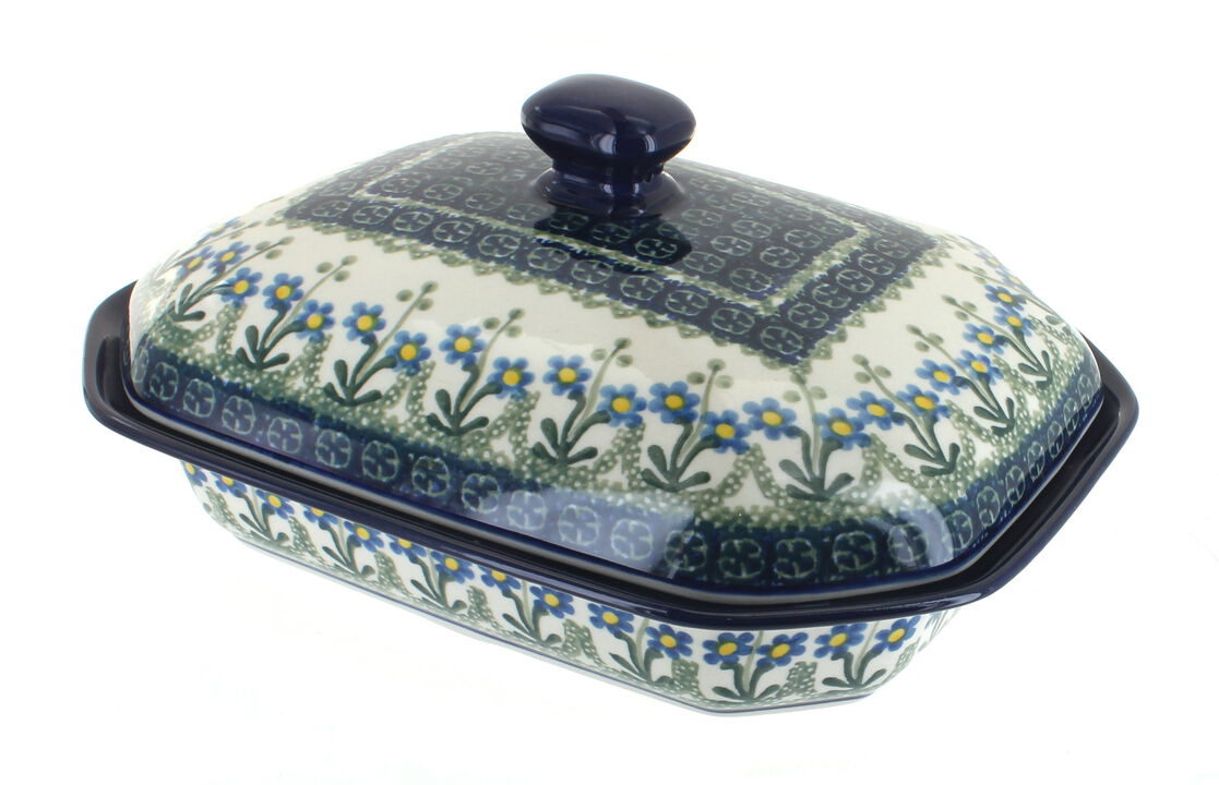 Blue Rose Polish Pottery Maria Medium Covered Baker