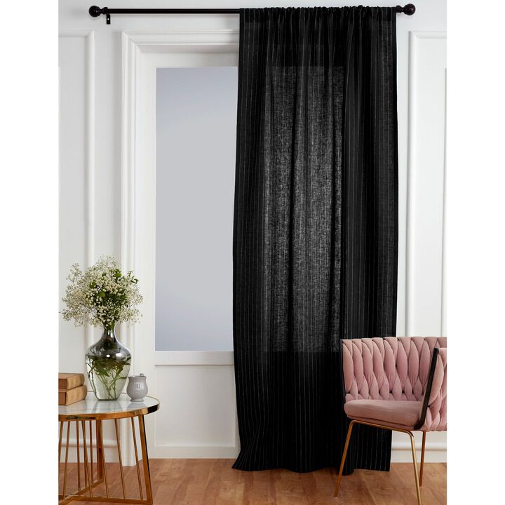 Solino Home 100% Pure Linen Pinstripe Curtain for Thanksgiving, Christmas