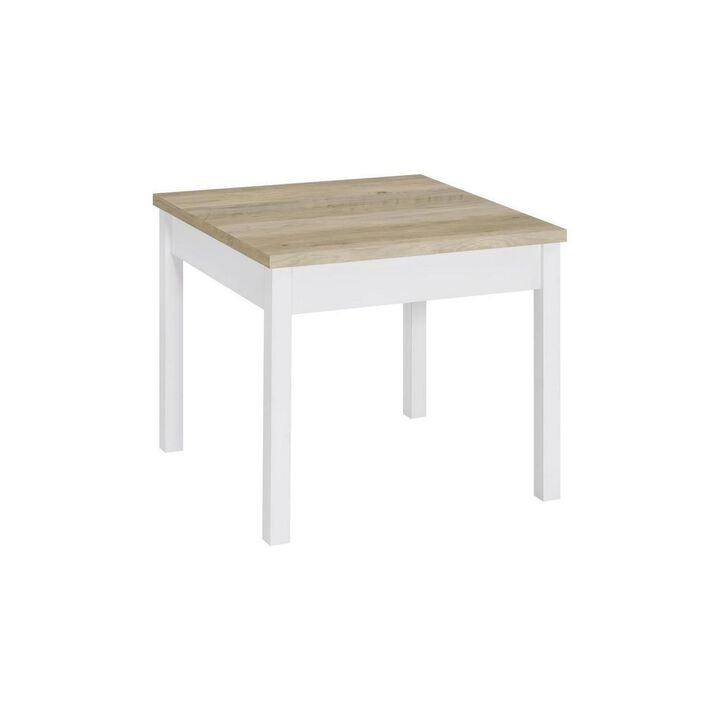 Benjara Jessie 3pc Coffee and End Table Set, Modern Top, Frame, Light Brown and White