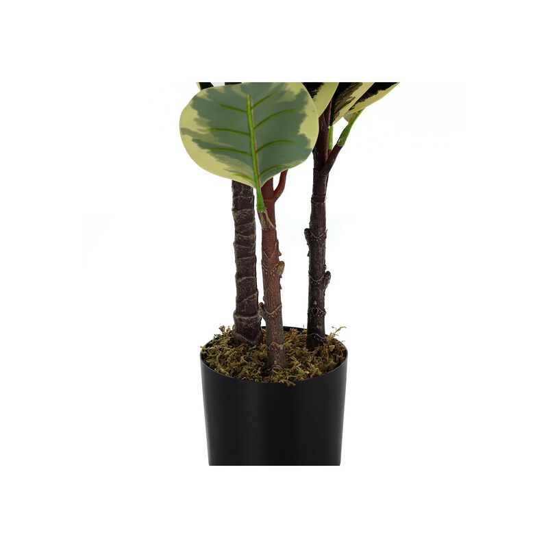 Monarch Specialties I 9544 - Artificial Plant, 51" Tall, Dracaena Tree, Indoor, Faux, Fake, Floor, Greenery, Potted, Real Touch, Decorative, Green Leaves, Black Pot