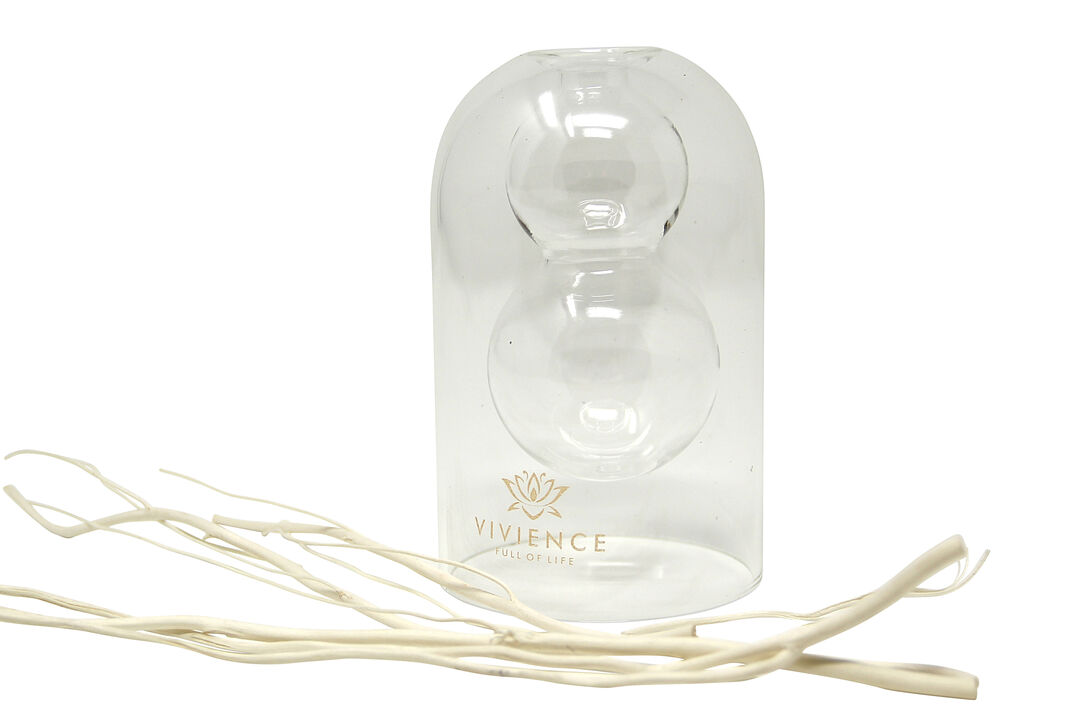 Clear Reed Diffuser With White Circular Inlay, "Lily Of The Valley" Scent