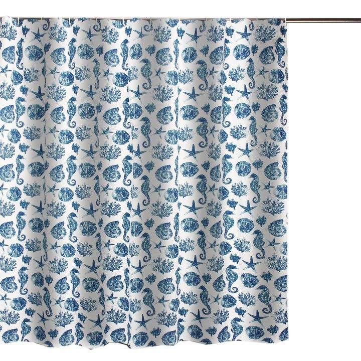 Greenland Home Fashions Pebble Beach Bath Shower Curtain - Blue 72x72
