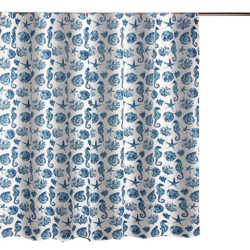 Greenland Home Fashions Pebble Beach Bath Shower Curtain - Blue 72x72