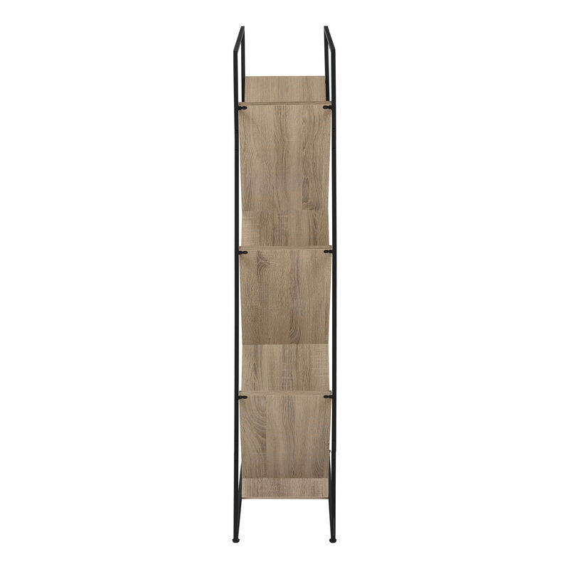Monarch Specialties I 2201 Bookshelf, Bookcase, Etagere, 3 Tier, 60"H, Office, Bedroom, Metal, Laminate, Brown, Black, Contemporary, Modern