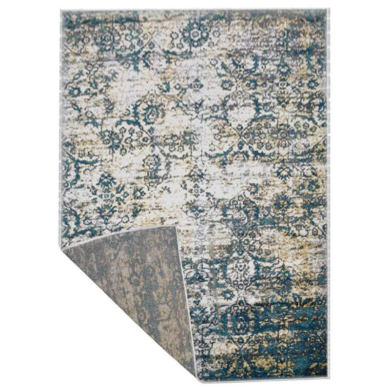 RUGSOTIC CARPETS MACHINE MADE HEATSET POLYPROPYLENE AREA RUGS  - 6'7''x9', Rectangle Shape, Ivory Blue Color, Abstract Modern Design, Midium Pile Machine Made Area Rugs (MX0006)