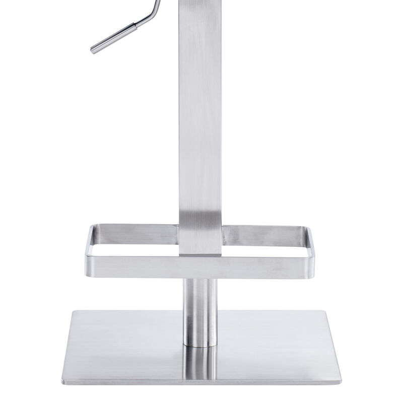 Legacy Adjustable Height Swivel Off-White Faux Leather and Brushed Stainless Steel Stool