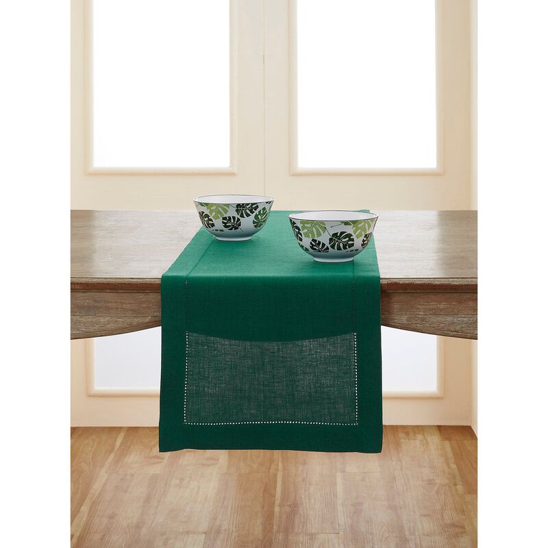 Solino Home 100% Pure Linen Table Runner | Classic Hemstitch for Valentines