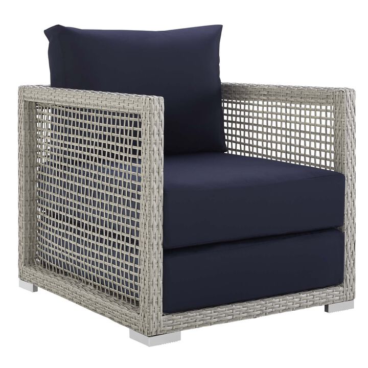 Aura 3 Piece Outdoor Patio Wicker Rattan Set - Gray Navy