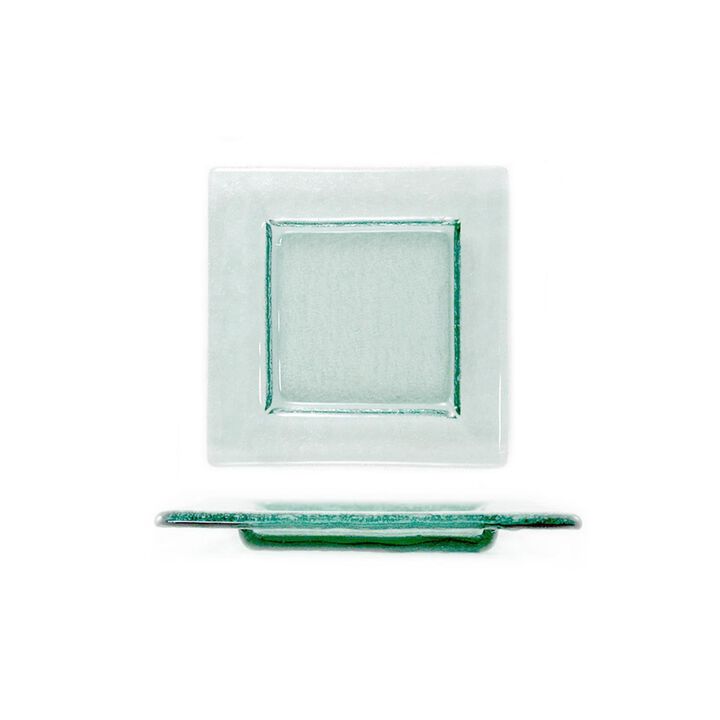 Glass Dinnerware 6" x 6" Square Clear Glass Plate (Set of 4)