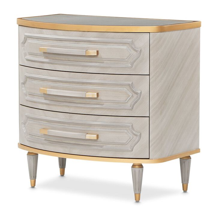 Michael Amini St. Charles 3-Drawer Nightstand - Dove Gray