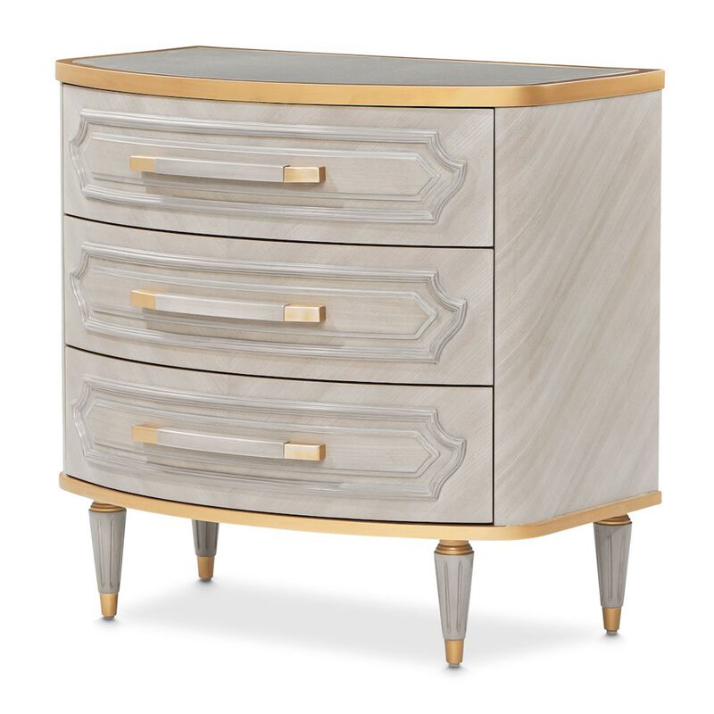 Michael Amini St. Charles 3-Drawer Nightstand - Dove Gray