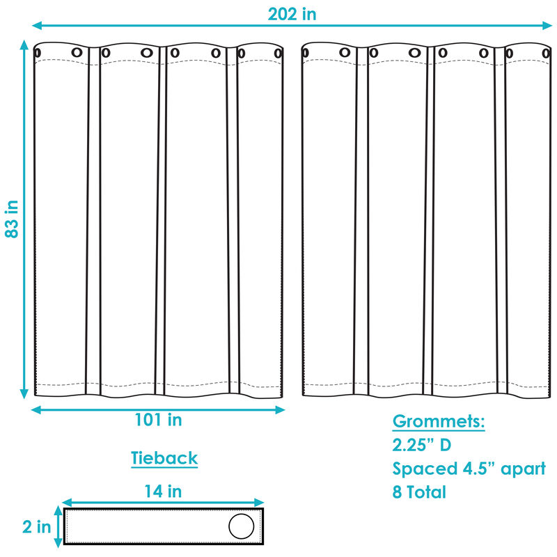 Sunnydaze Outdoor Blackout Curtain Panel - 100 in x 84 in