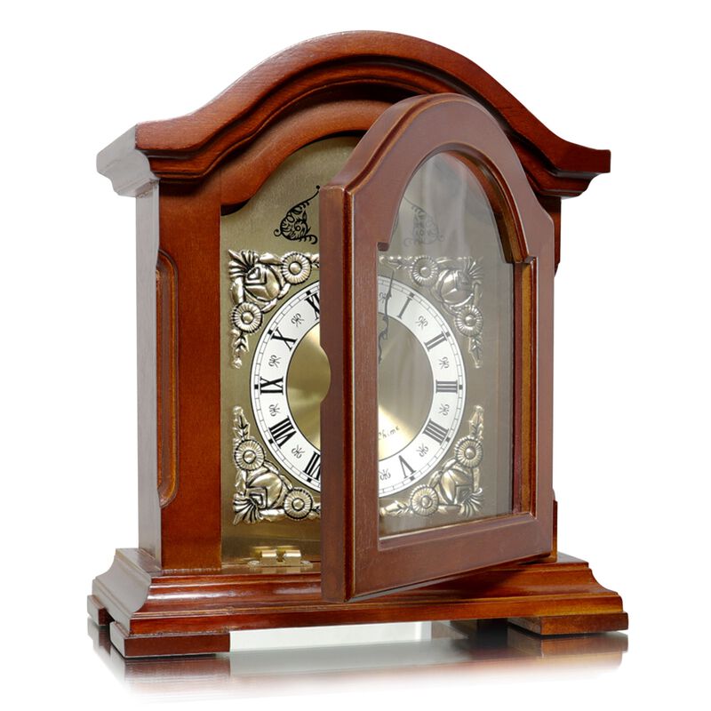 Bedford Clock Collection Redwood Mantel Clock with Chimes
