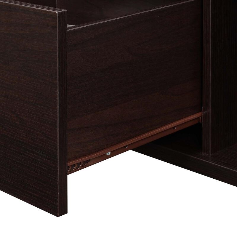 Convenience Concepts Oxford Deluxe 2 Drawer TV Stand with Shelves for TVs up to 55 Inches, Brown