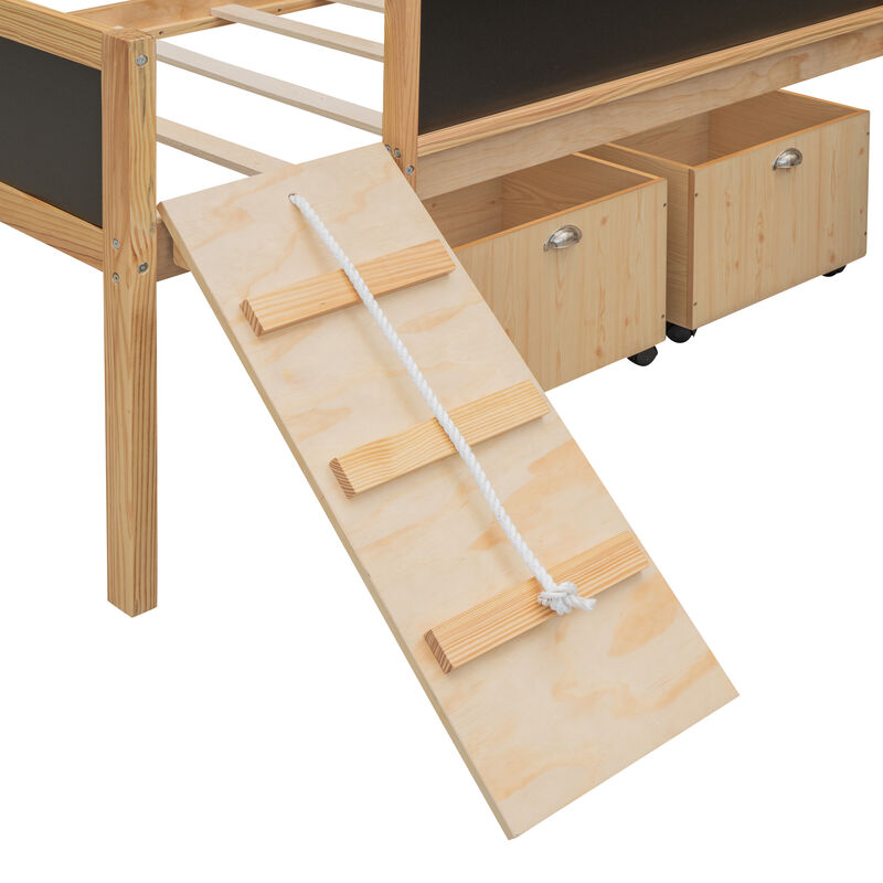 Merax Loft Bed with 2 Storage Boxes