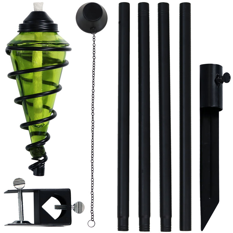 Sunnydaze Set of 2 2-in-1 Swirling Metal Glass Lawn Torches