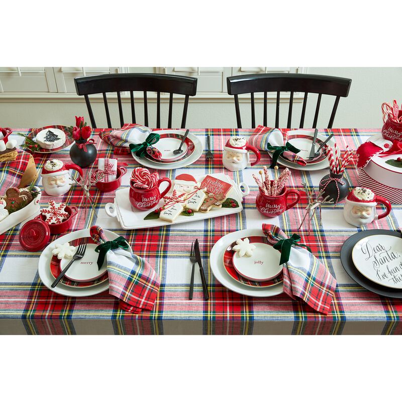 Solino Home 100% Pure Linen Table Runner 14 x 108 Inch | Stewart Plaid