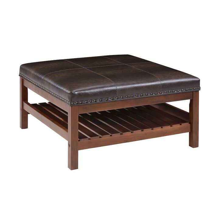 Convenience Concepts Designs4Comfort Silverton Coffee Table Cocktail Ottoman with Storage Shelf