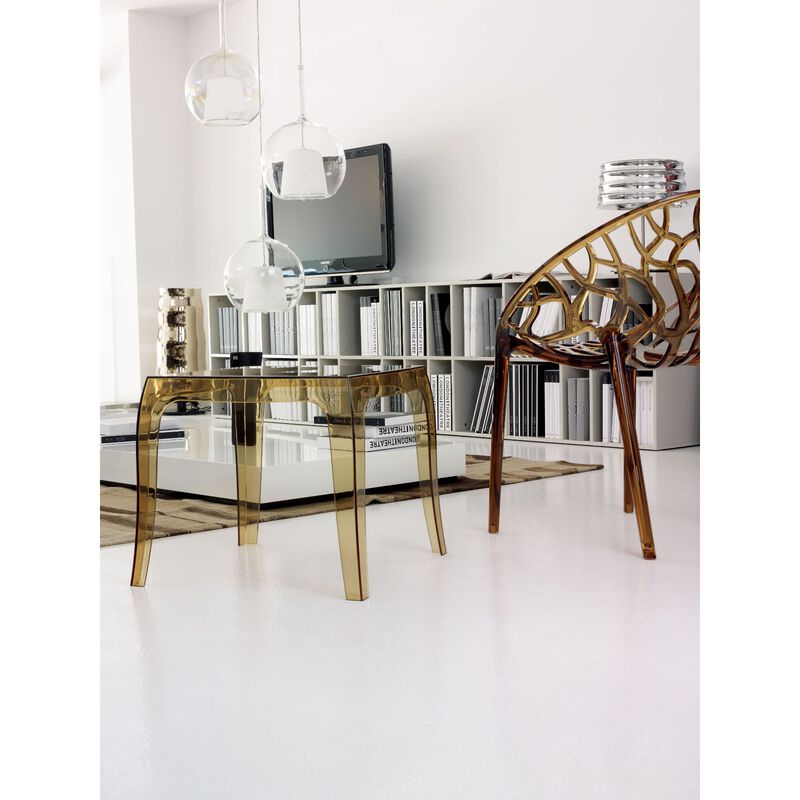 20" Black Transparent Stacking Square Outdoor Patio Side Table