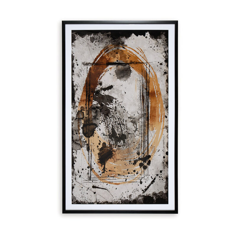 37 x 63 Inch Wall Art Decor, Framed Acrylic, Modern Abstract Black, Brown - Benzara