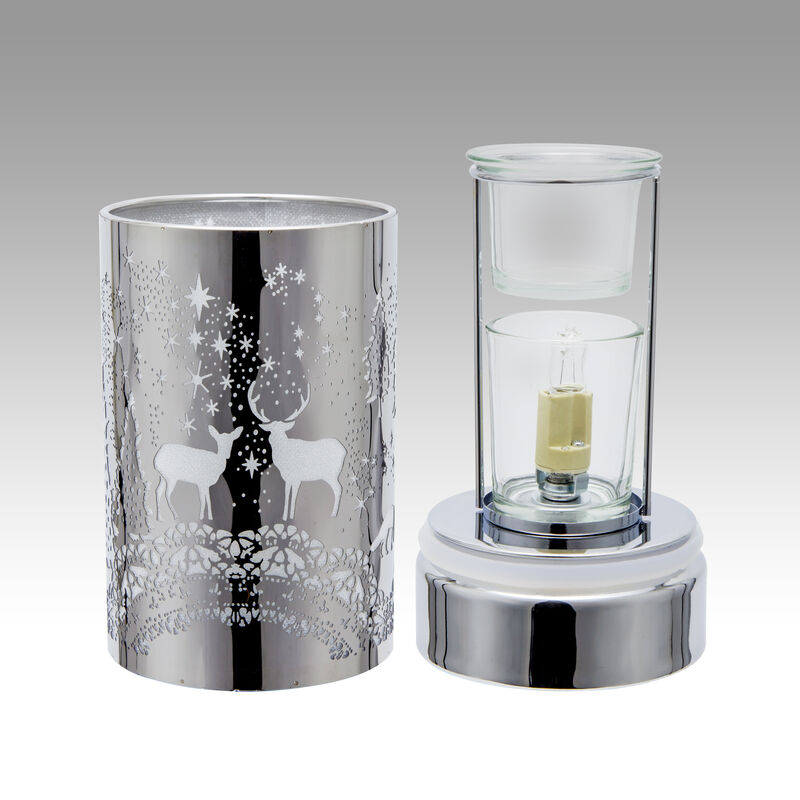 7" Touch lamp/Oil burner/Wax warmer - Silver Wildlife