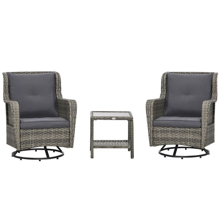 Gray Patio Set: 360° Rotating Rocking Bistro Seating
