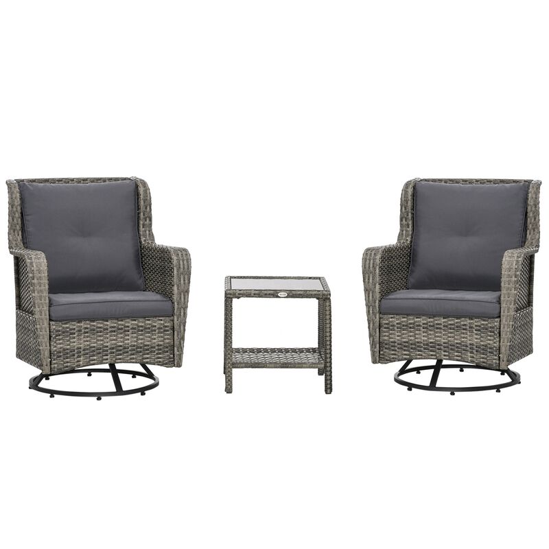 Gray Patio Set: 360° Rotating Rocking Bistro Seating
