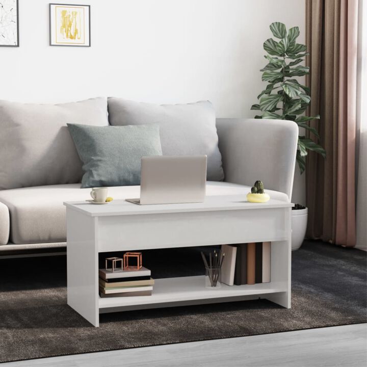 vidaXL Coffee Table High Gloss White 40.2"x19.7"x20.7" Engineered Wood