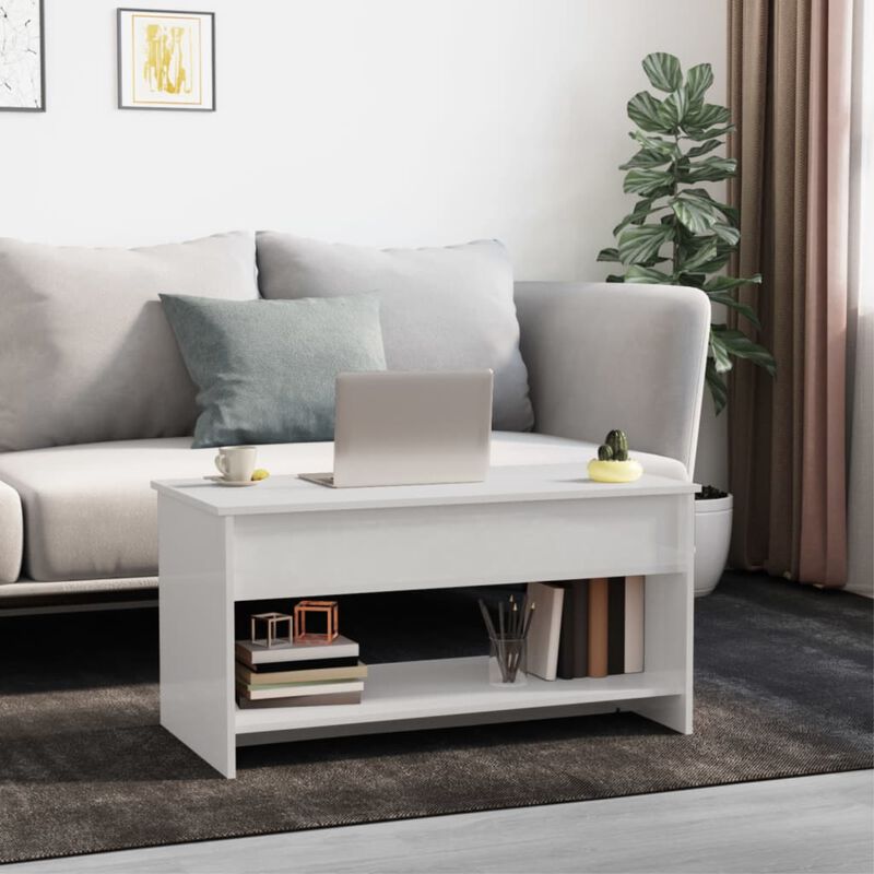 vidaXL Coffee Table High Gloss White 40.2"x19.7"x20.7" Engineered Wood