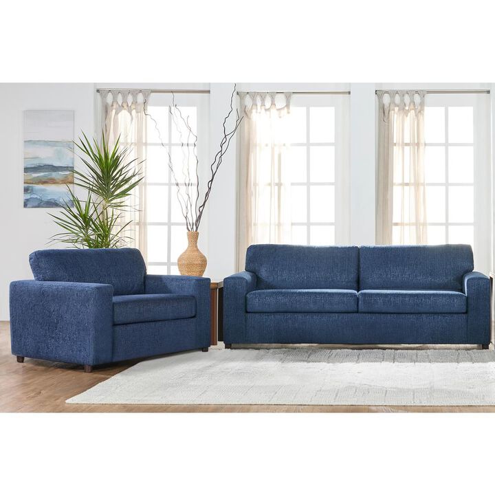 New Classic Furniture Kylo Blue Polyester Fabric Couch and Oversized Chair
