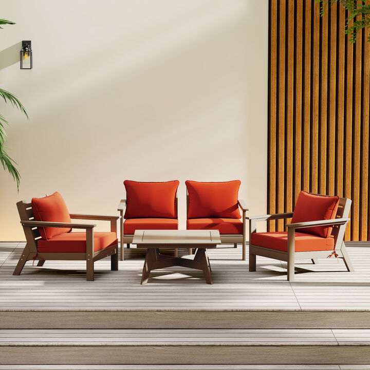 WestinTrends Outdoor 5-Piece Modular Sectional Patio Furniture Sofa Set