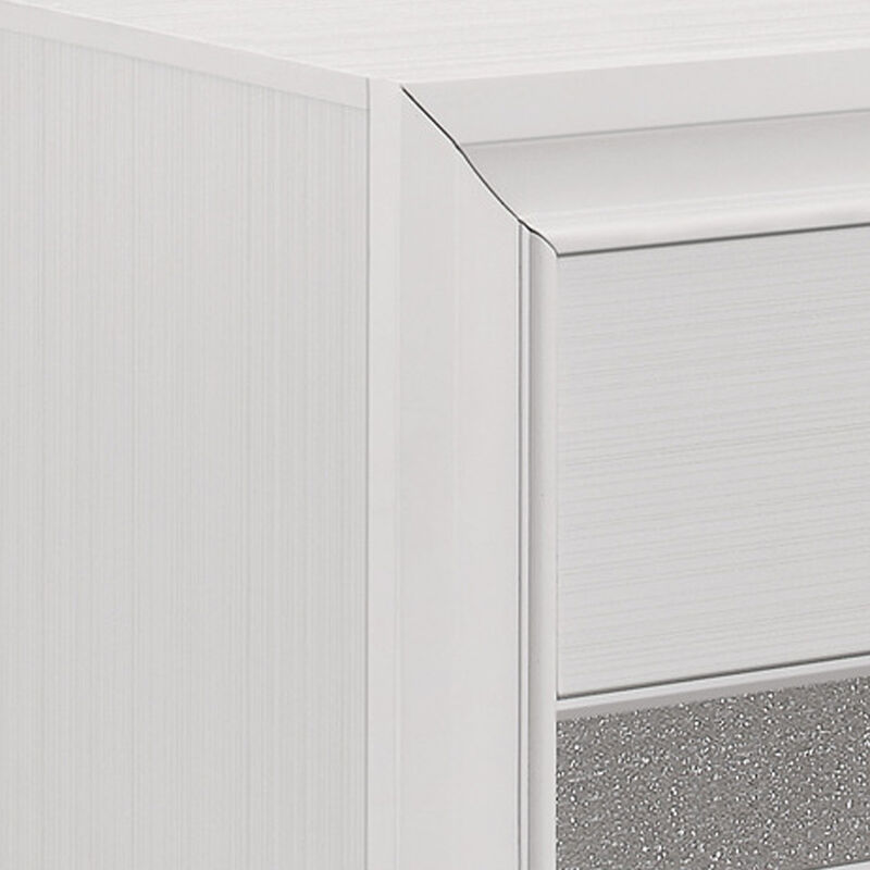 Ani 26 Inch Modern 2 Drawer Nightstand, Hidden Jewelry Drawer, White Frame-Benzara