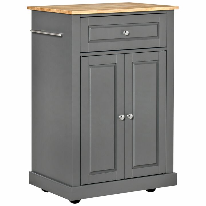 Gray Kitchen Helper: Rolling Cart with Drawer and Towel Racks