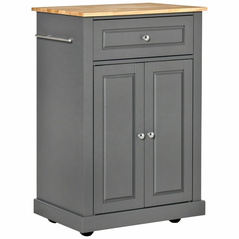 Gray Kitchen Helper: Rolling Cart with Drawer and Towel Racks